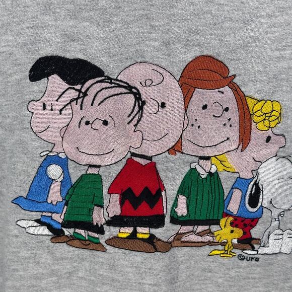 Vintage Peanuts Charlie Brown Cartoon Sweatshirt Women’s Large Gray Embroidered - Picture 3 of 9